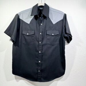 Sivle Shirt Button Up Men Black Retro Skull Cross-guns Small